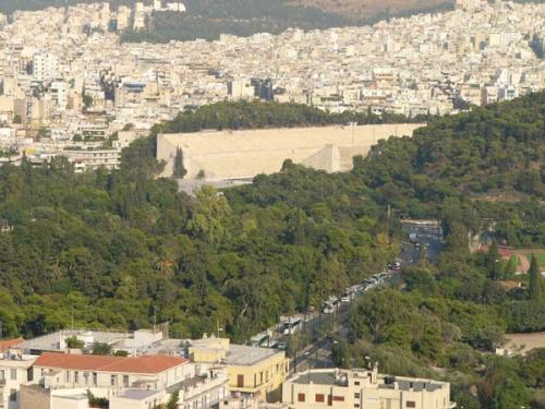 Athen - Blick von der Akropolis - Olympiastadion von 1896 - Panathinaikon